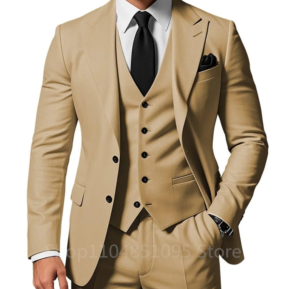 3 قطعة الرجال بدل زفاف رسمي العريس سهرة حفلة موسيقية حفلة موسيقية الذكور ملابس عصرية مجموعة مع الذروة التلبيب سترة السراويل سترة #3