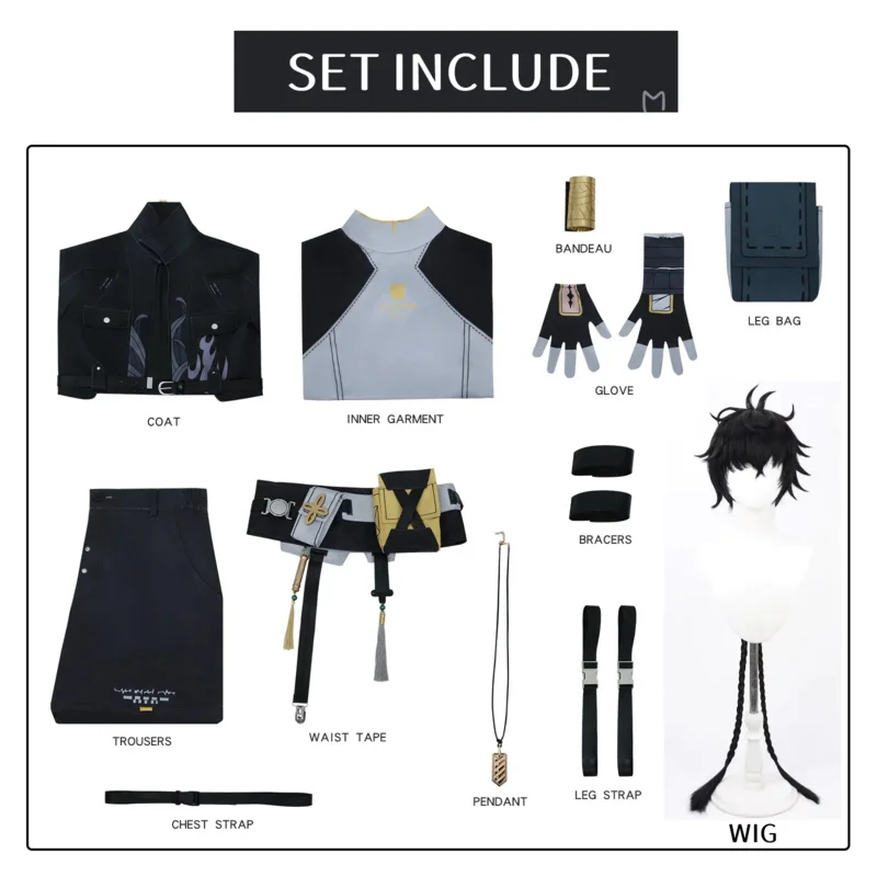 CyDrifter تأثيري حلي Wuthering موجات كرنفال موحدة شعر مستعار أنيمي هالوين ازياء الرجال لعبة شخصية وتتسابق