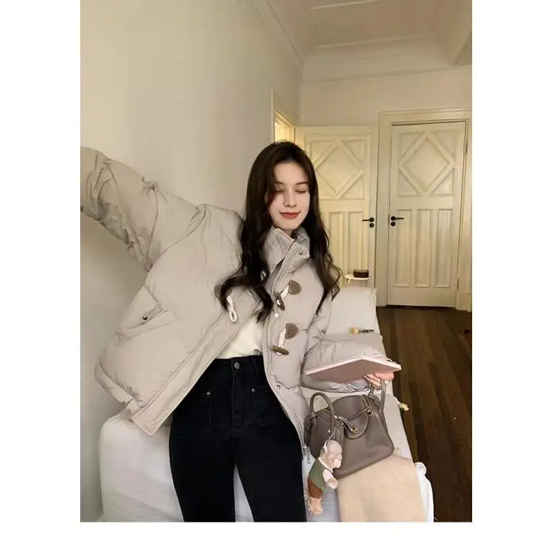 Women's Padded Jacket Korean Style New Stand Collar Short Cotton Coat Women Winter Warm Jacket Outerwear Casual Streetwear