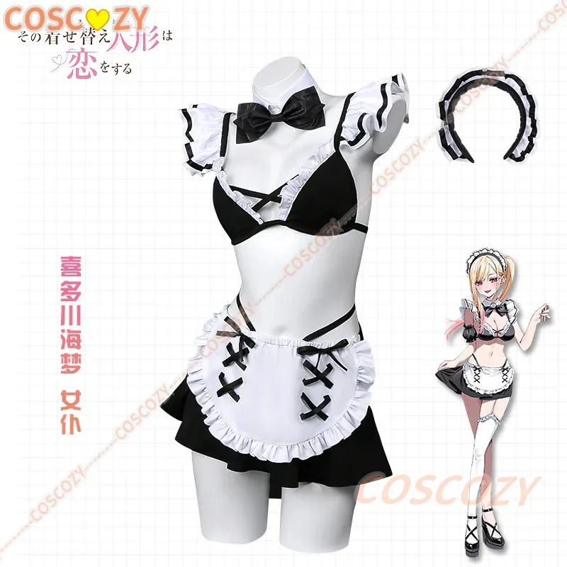 

2025 22, аниме My-Up Darling Kitagawa Marin, карнавальный костюм на Хэллоуин, милое женское платье горничной, парик, реквизит, носки, комплект, пляжный комплект