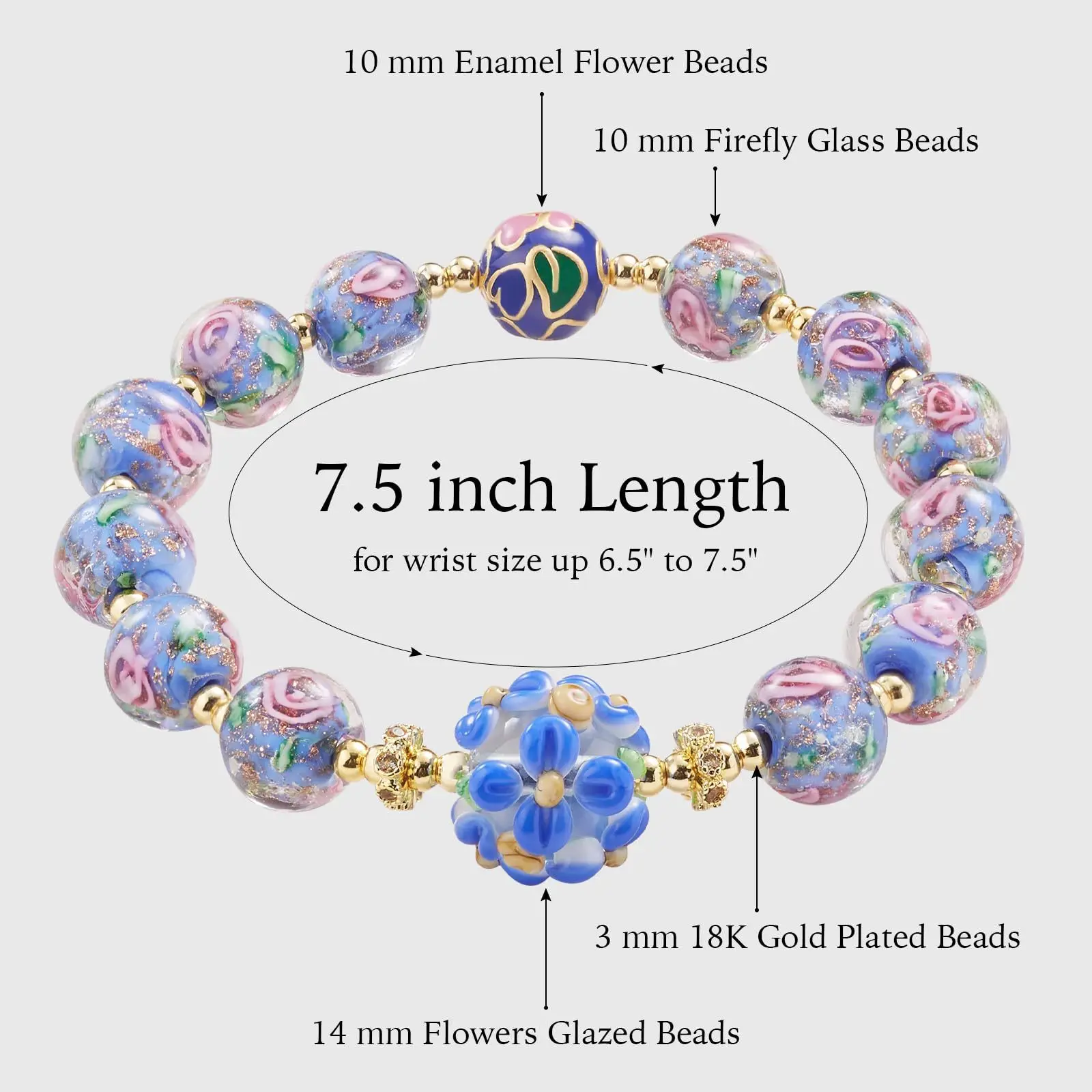 Firefly Glass Bracelets Firefly Beads Bracelet Glow in The Dark for Women Murano Glass Luminous Beaded Bracelet BRA100020