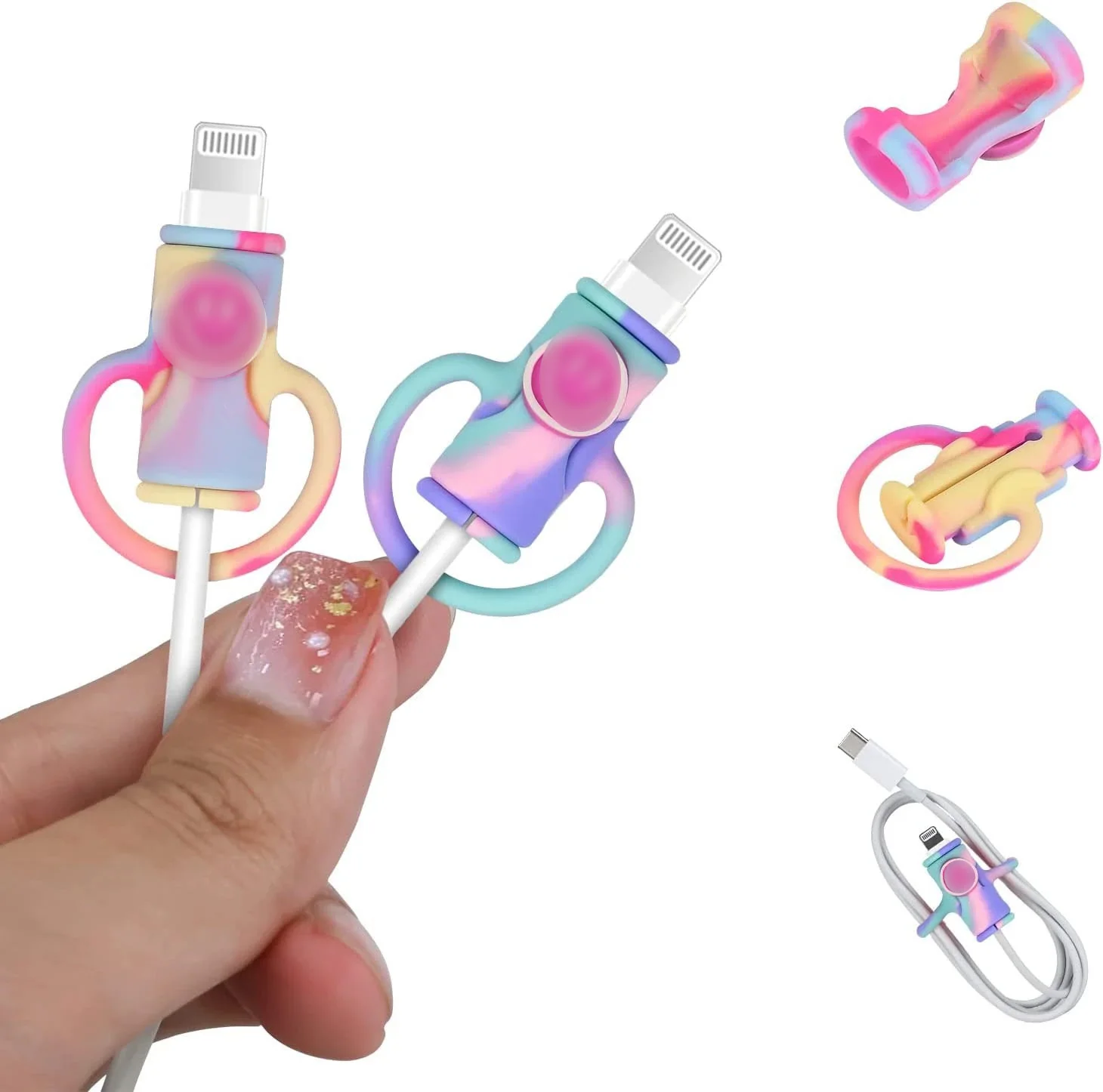 

Cable Protector Smileface Cute Cartoon Bites Winder Organizer For USB Charging Cable Earphone Cable Buddies Cellphone Decor Wire