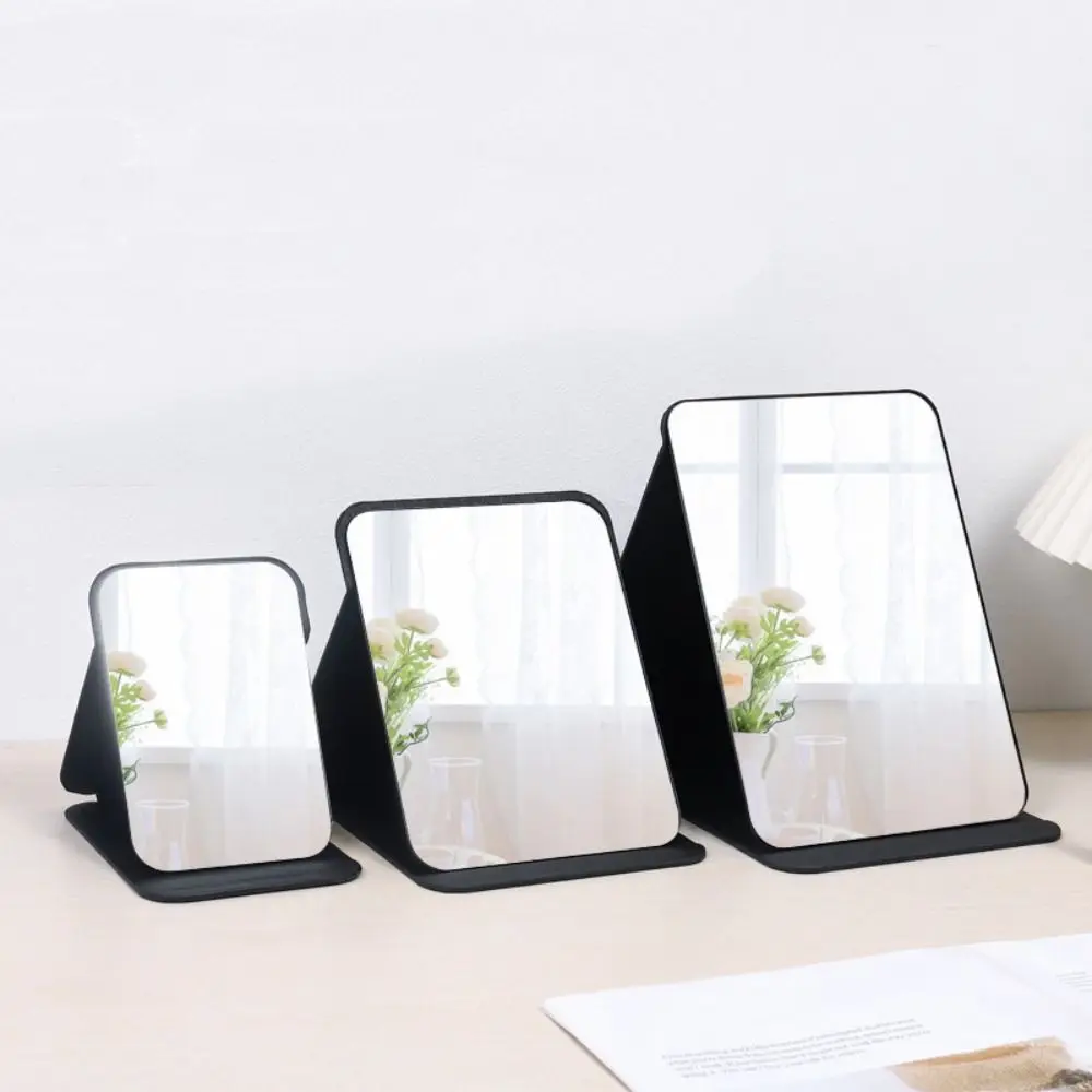 Simple Square Shape Folding Mirror PU Leather Cosmetic Desktop Vanity Mirror Beauty Tool Adjustable Makeup Mirror Domestic