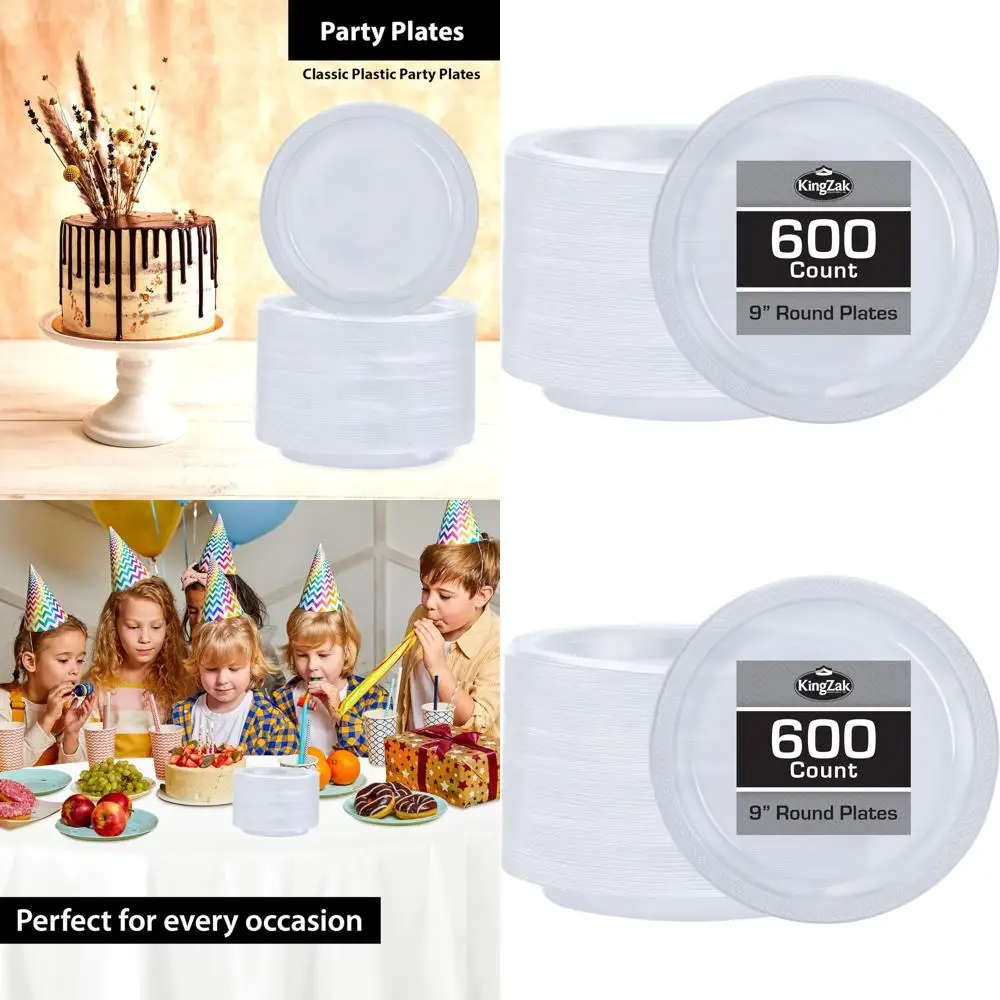 

Прозрачные пластиковые тарелки для вечеринок — 600 одноразовых круглых обеденных тарелок для свадьбы, барбекю и дней рождения