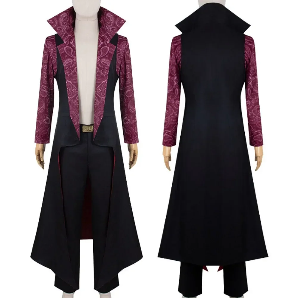 

TV Dracule Mihawk Cosplay Costume Coat Pants Belt Full Set Live Action TV Steven John Ward Role Play Uniform Halloween Party