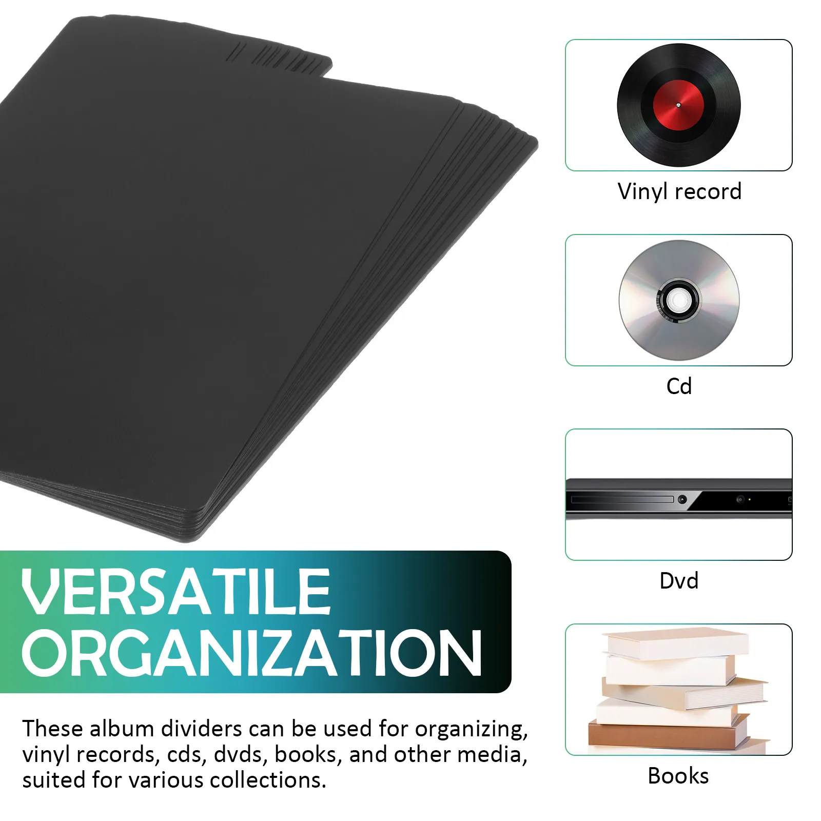 

20Pcs Vinyl Record Dividers Separators with Index Tabs Writable Label Cards for Efficient Book Dvd Media Collection Organization