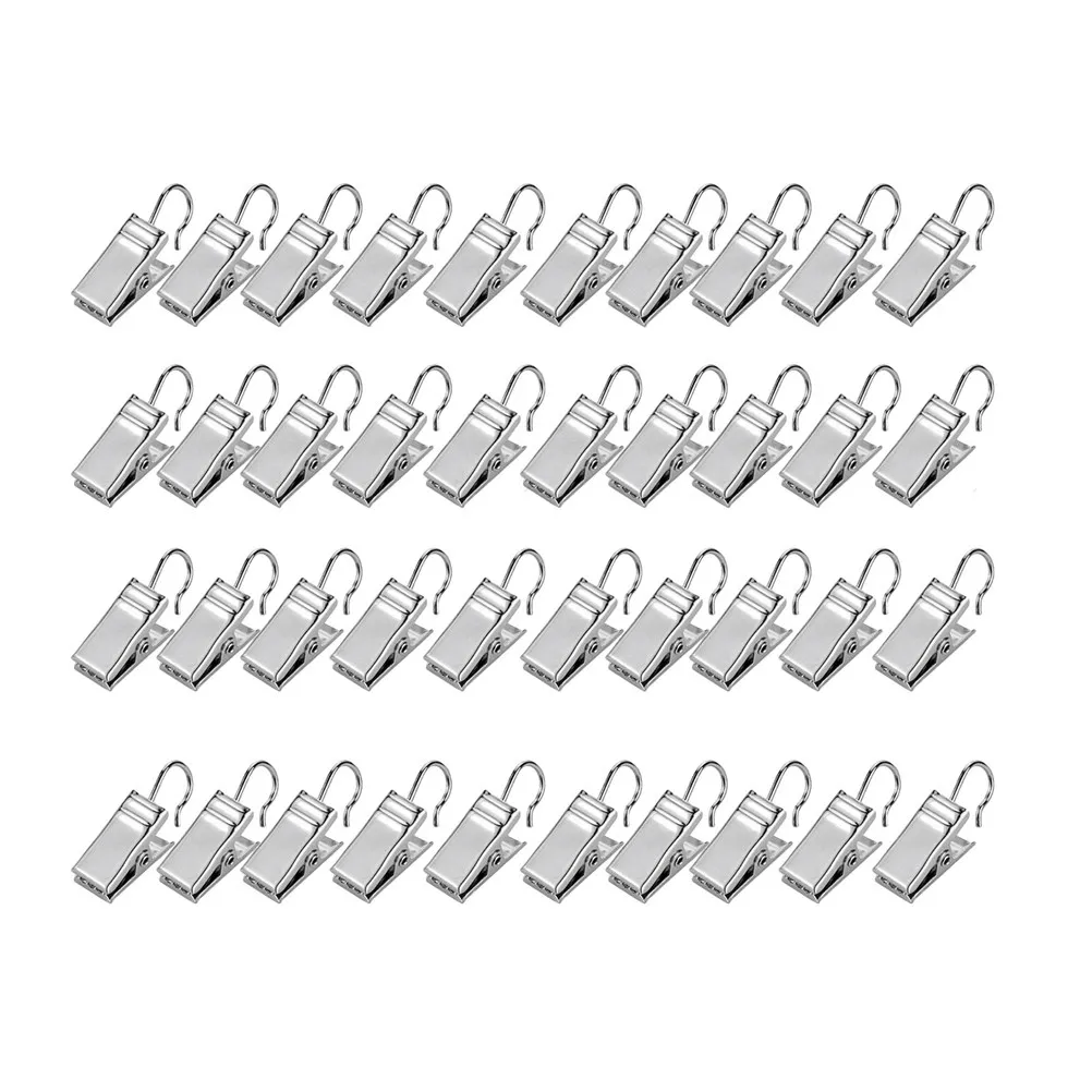 50Pcs Rust Resistant Iron Curtain Hooks Metal Shower Curtain Rings Bathroom Kitchen Dormitory Home Hanging Hardware Creative