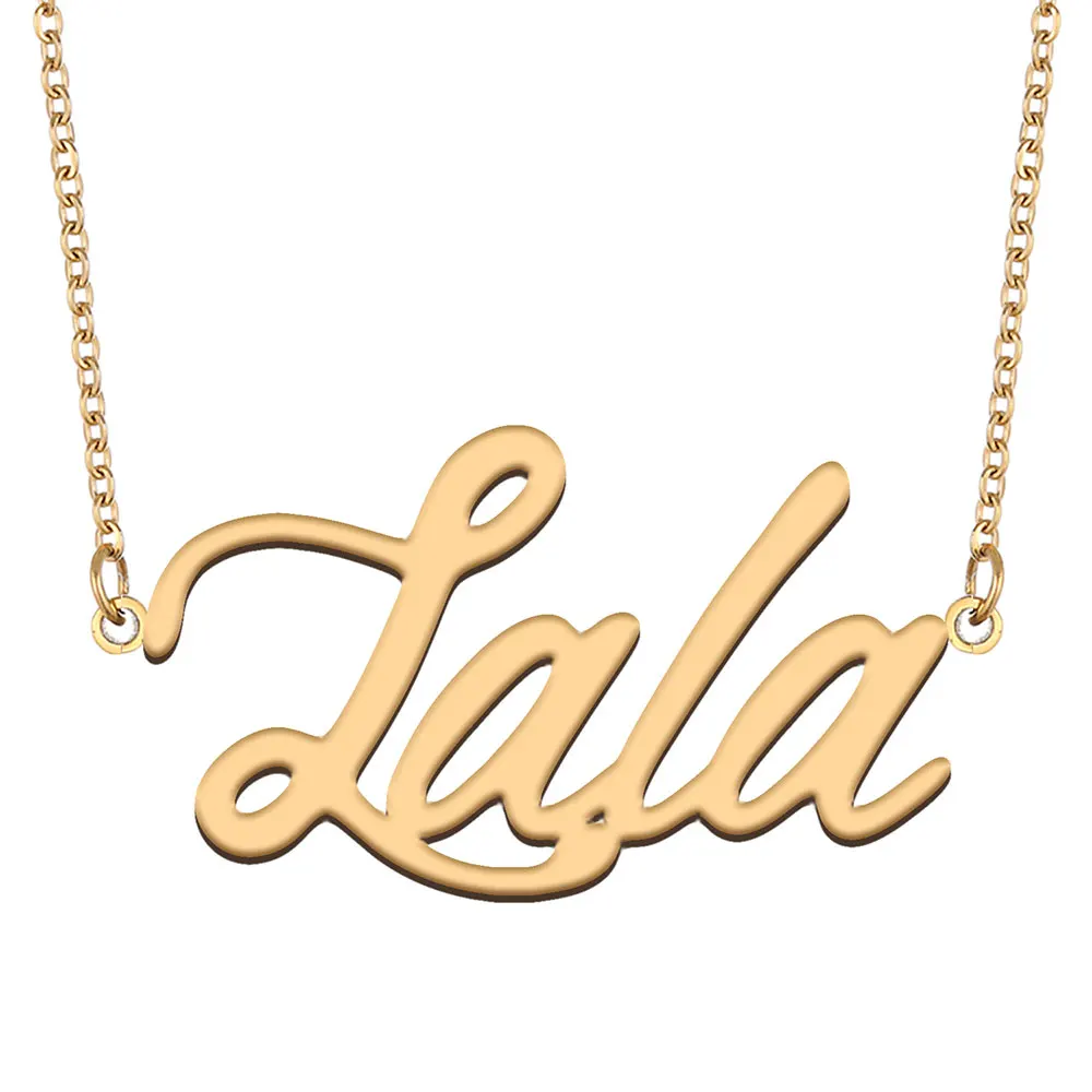 

Lala Name Necklace for Women Stainless Steel Jewelry Gold Color Nameplate Pendant Collares Para Mujer Letters Choker