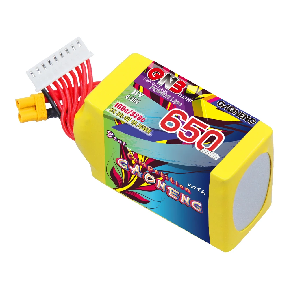 Batterie d'origine GNB veFuchsia pour importateur de course FPV, quadrirotor, hélicoptère, avion RC, pièces, 8S, 30.4V, 650mAh, 160C, 320C, 30.4V