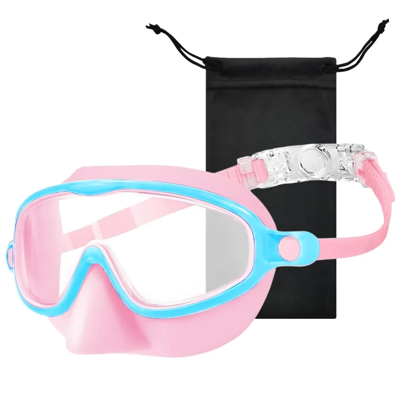 Nasenschutz Silikon-Schwimmbrille Weitwinkel-Taucherbrille Anti-Beschlag UV400 Auslaufsichere Schwimmbrille für Kinder und Kleinkinder 3-12 Jahre
