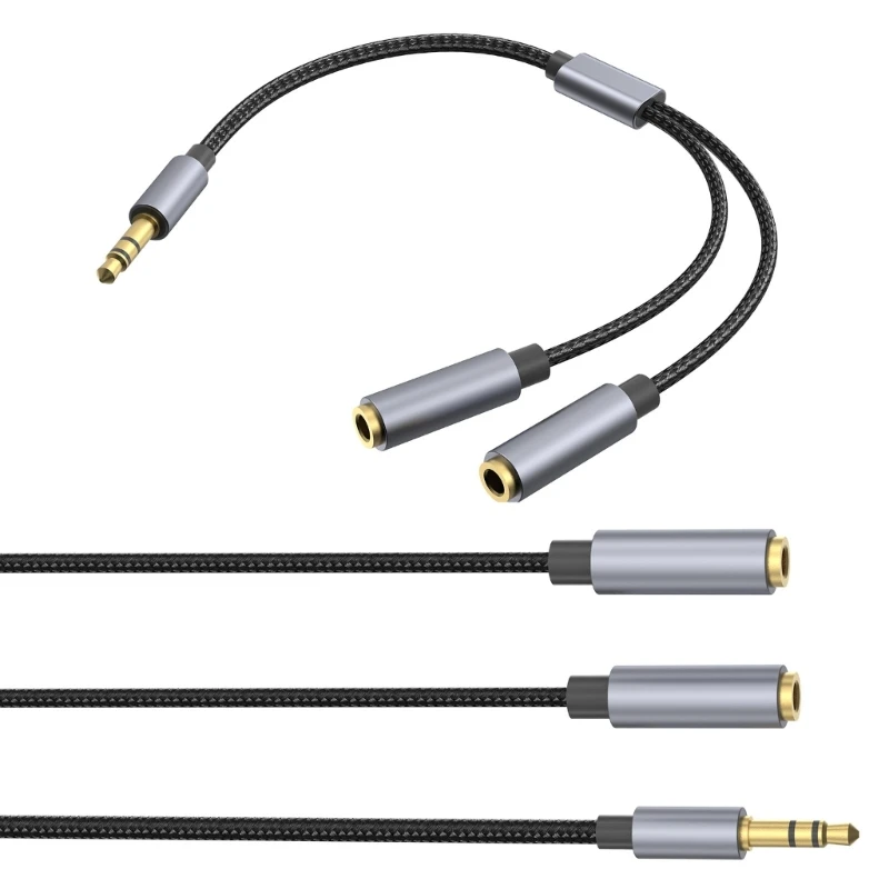 3.5mm Aux Male to 2xFemale Extension Cord Headphone Splitters Cable for Connect and Listen Togethers 25CM/ 112CM