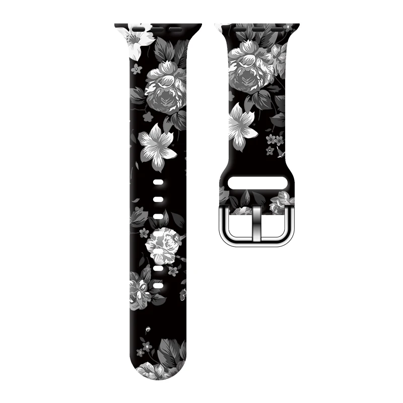 

Flowers Series Printed Strap for Apple Watch 11 10 9 Silicone Band Replaceable Bracelet for iWatch 46mm 42mm 41mm 40mm Watchband