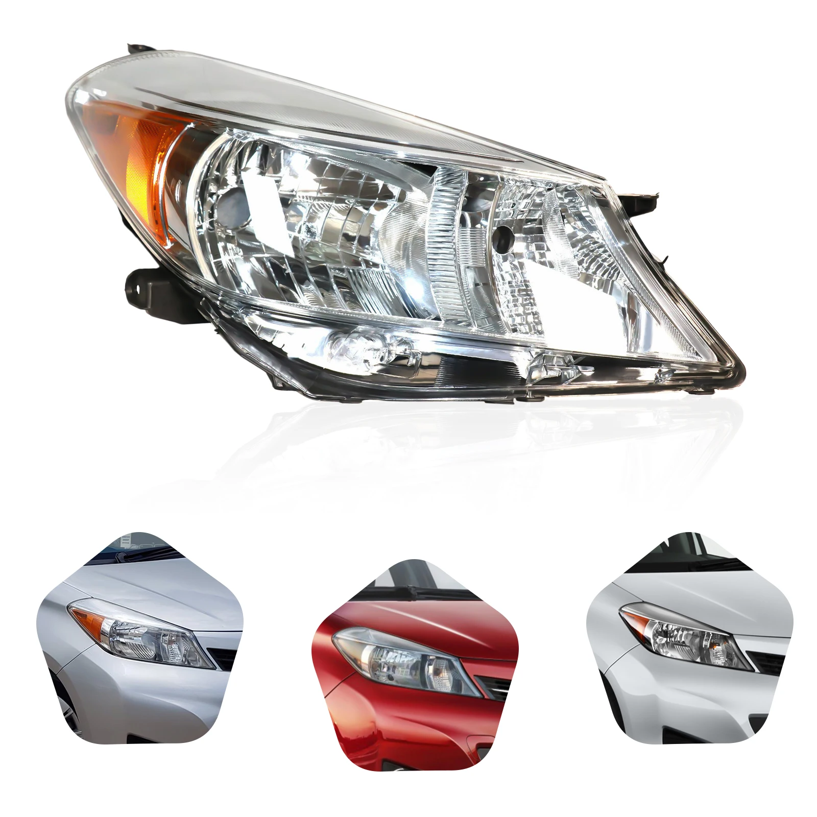 For 2012 2013 2014 Toyota Yaris/Vitz Headlight Halogen Front Lamp Passenger Right Side OEM 8113052D30, 8117052D30