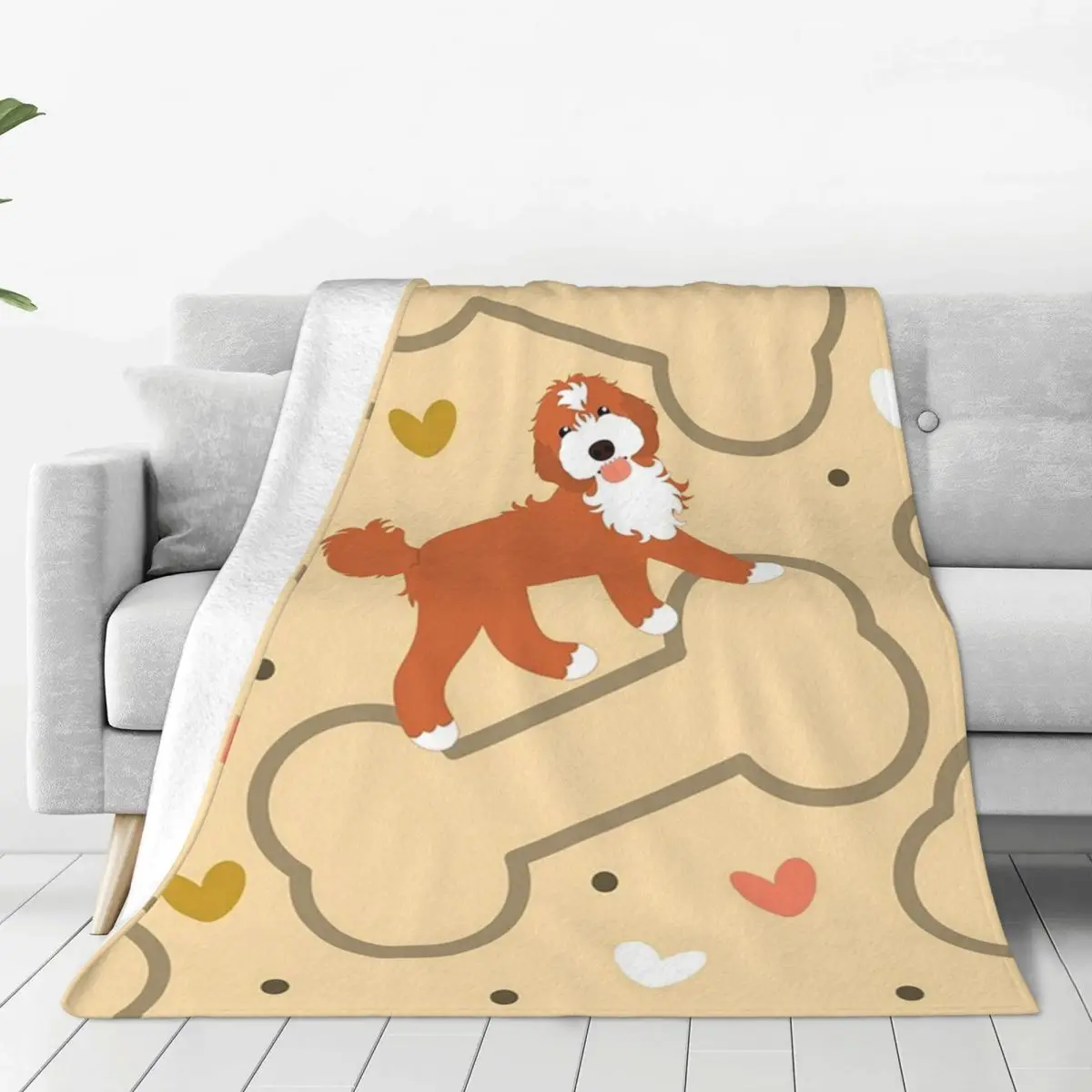 Ruby Red And White Cockapoo Cavapoo Cavood Blanket Flannel Sofa Throw Blankets For Couch Bedding Office Throws Bedspread Quilt