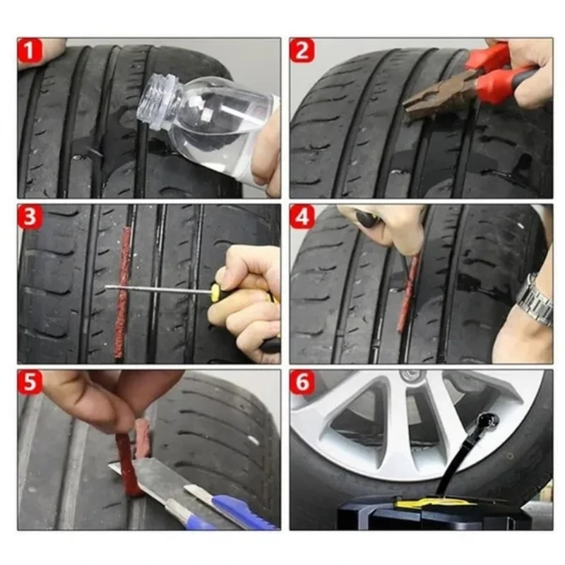 Commercial Grade Tubeless Tyre Puncture Repair Tools Rubber Strips Glue for Car Truck Motorbike Fleet Maintenance