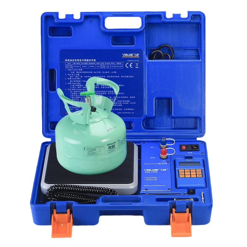 VES-50B 220LBS Electronic Refrigerant Charging Weight Scale High Accuracy Large Screen Backlit Display Digital Freon Scale