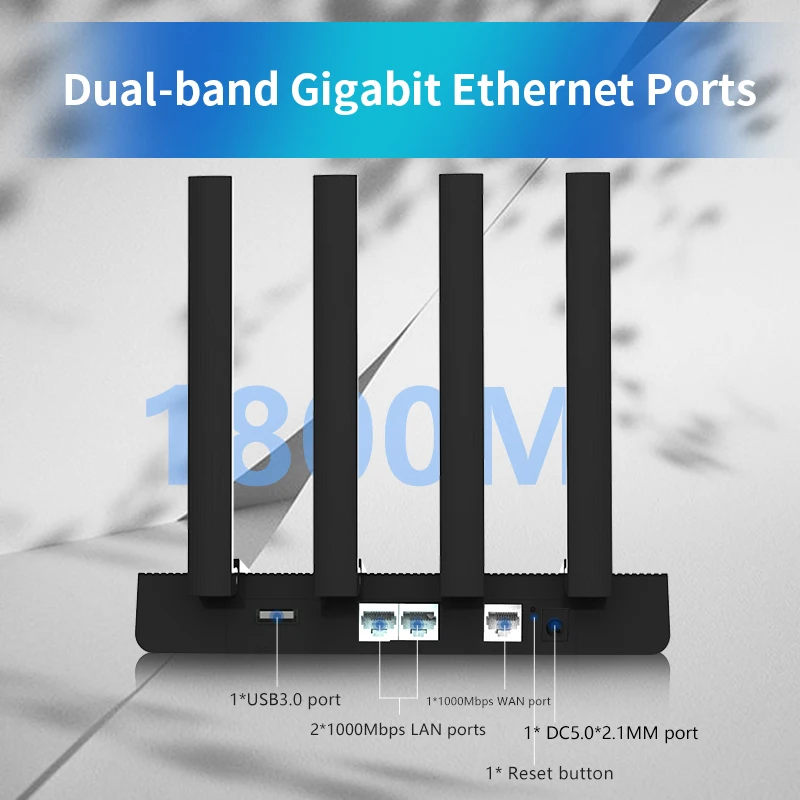 Cioswi 1800Mbps Dual Band Gigabit Wireless Router CPU WIFI6 DDR3 256MB High Speed Home Router WIFI 1000M LAN WAN