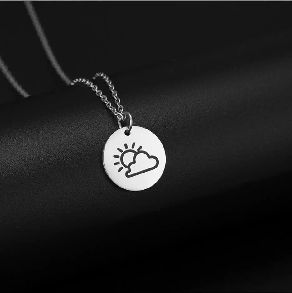 1PC Stainless Steel Necklaces Clouds Sun Weather Pendant Chain Choker Charm Fashion Necklace For Women Jewelry Party F1525