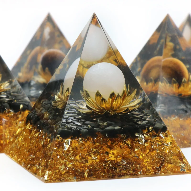 6cm Lotus flower Pyramid Crystal Natural Stone Energy Generator Healing Reiki Chakra Meditation Ornaments Crafts Office Decor