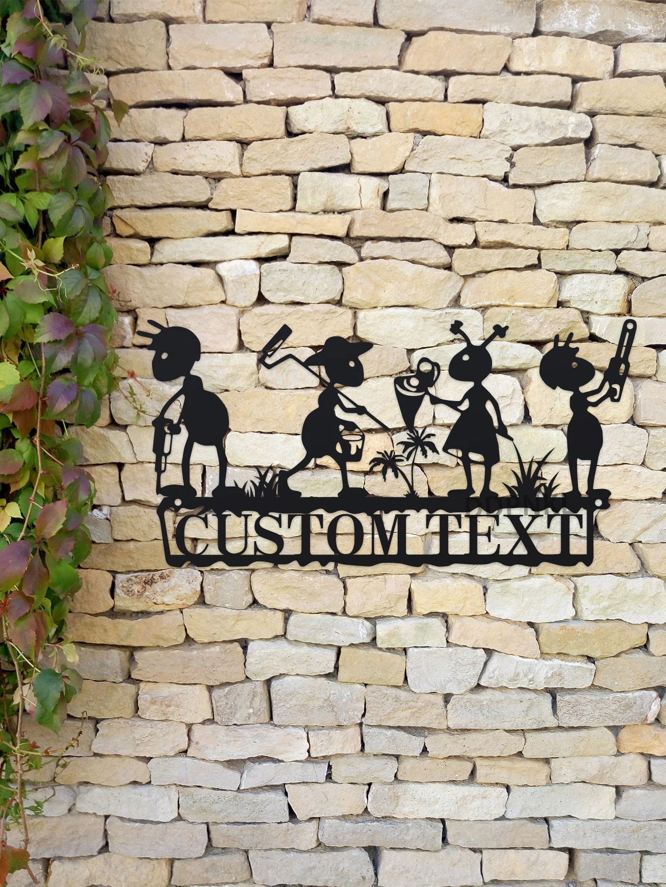 علامة معدنية مخصصة للحديقة، علامة معدنية مخصصة لحديقة النمل، ديكور نمل العمل المعدني، علامة ديكور جدارية للحديقة، تخصيص