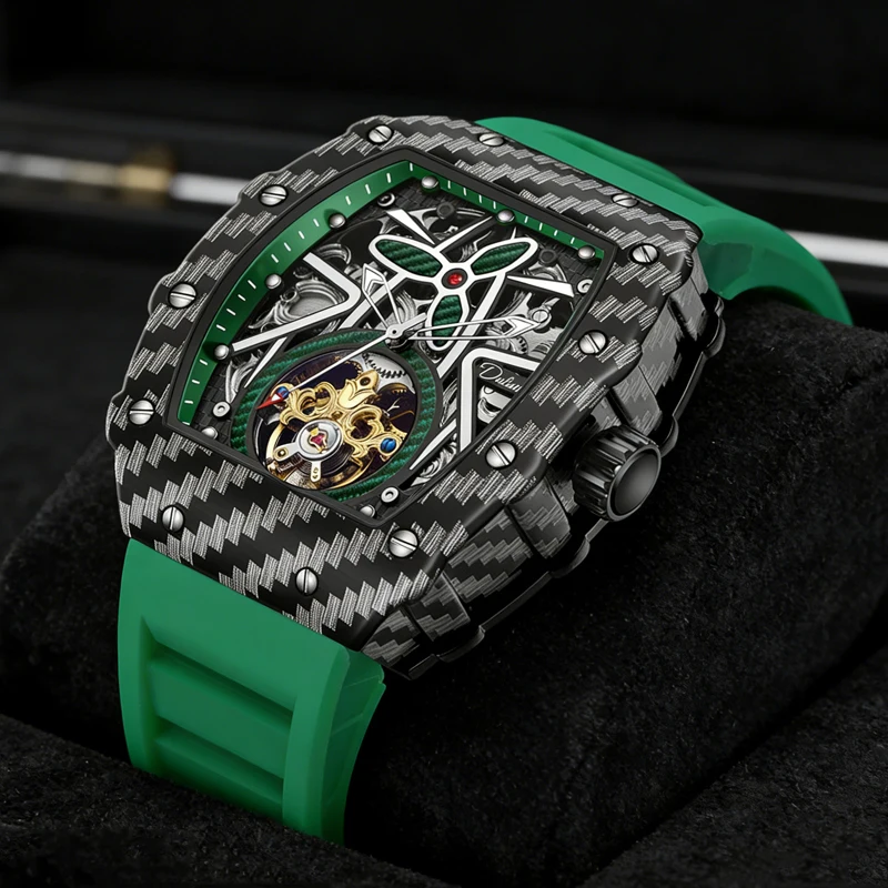 

Мужские часы с турбийоном в спортивном стиле, роскошные водонепроницаемые светящиеся наручные часы с большим циферблатом, военные автоматические механические мужские часы