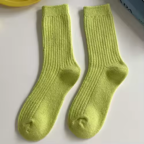 1 Pair Women Cotton Loose Socks Autumn Winter Knitting Solid Color Long Black Pink Korean Japanese Student Girls Stockings Retro - Image 9