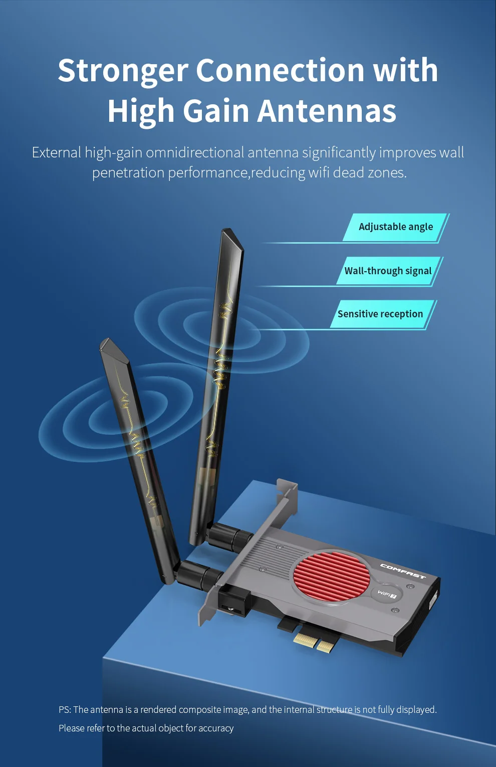 COMFAST 8774Mbps WiFi 7 PCI-E Network Card 2.4G&5G&6GHz Tri-band Wireless PCIe Adapter Intel BE200 Chip BT5.4 for Win10/11 PC