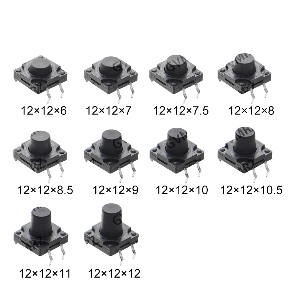 10PCS 6X6X7/7.5/8/8.5/9/10 Waterproof button switch pin DIP plug 4P button connector 12*12*6/7/8 Dustproof tactical switch 