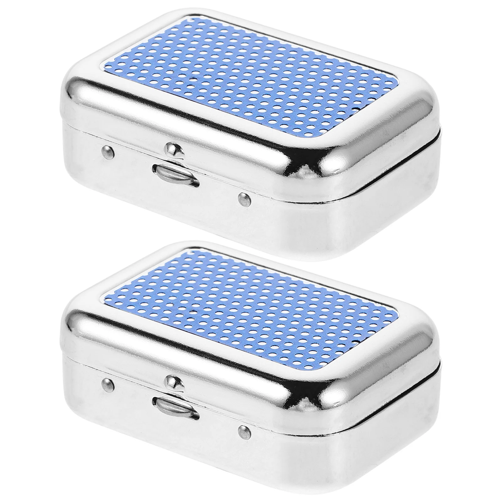 

2pcs Mini Portable Ashtray Metal Pocket Cigarette Holder Windproof Waterproof For Travel Camping Outdoor Car Use Blue
