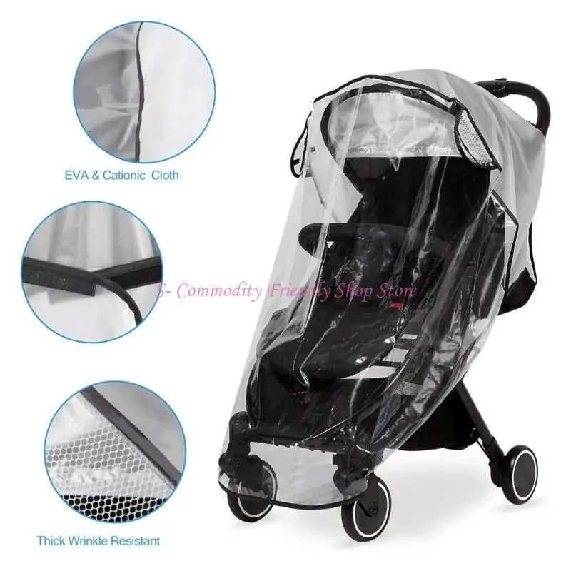 

85AE Baby Strollers Rain Cover Clear Protector Sleeve Easy Installation Pram Cart Protective Case for Unobstructed View
