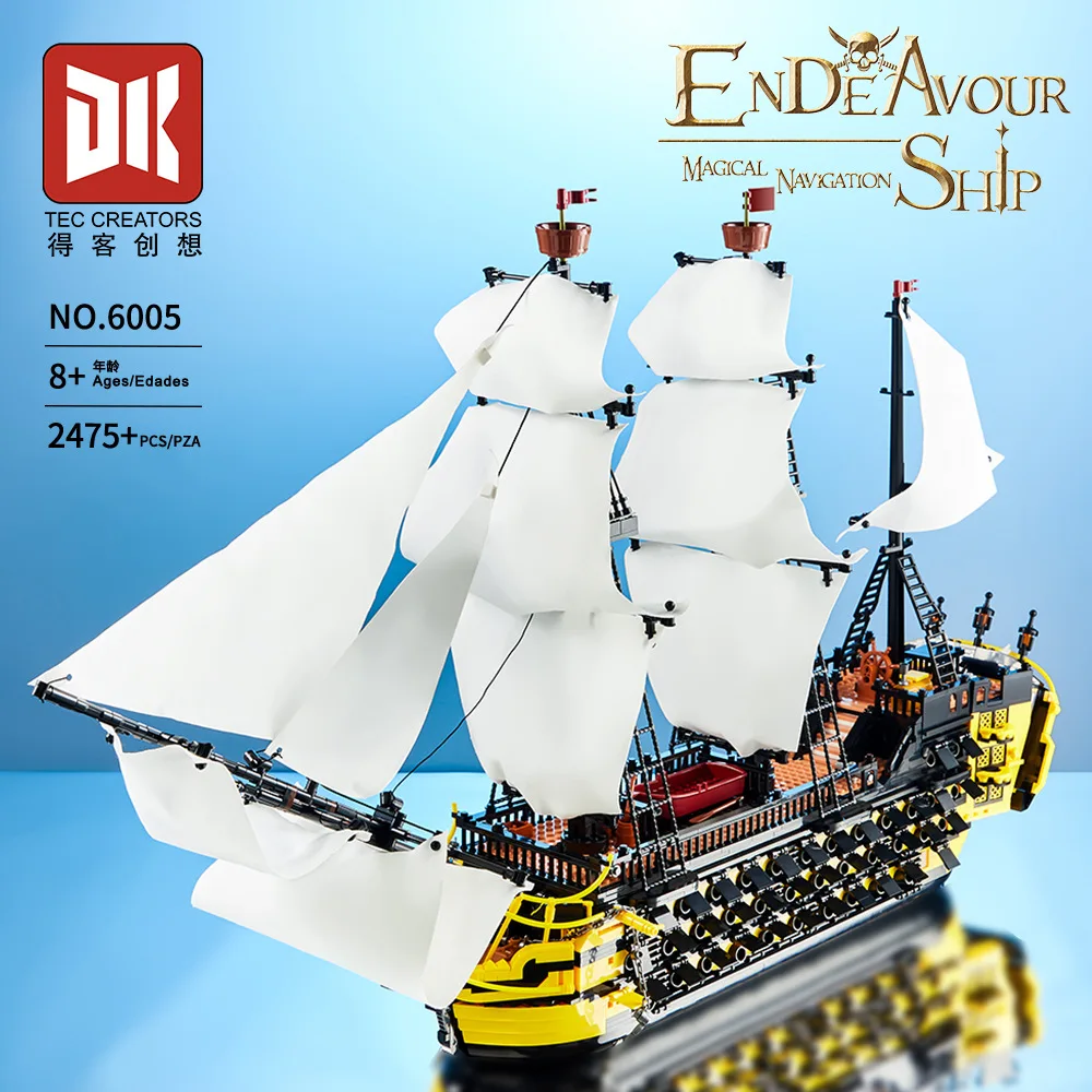 Карибский Endeavour, пиратский корабль, микро строительные блоки, сборка корабля, 3D модель, мини-кирпичная фигурка из фильма, игрушка для рождественского подарка
