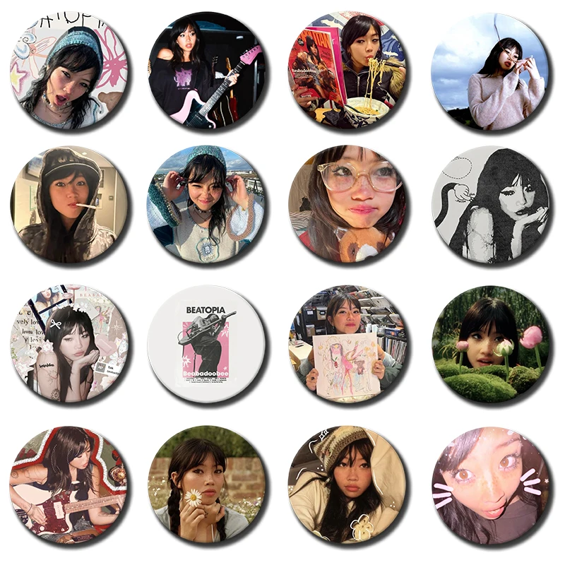 58mm B-Beabadoobee B-Beatopia Enamel Pins I Love My Girlfriend Brooch T-Talk Album Cover Badge for Bag Denim Jacket Decor Gifts