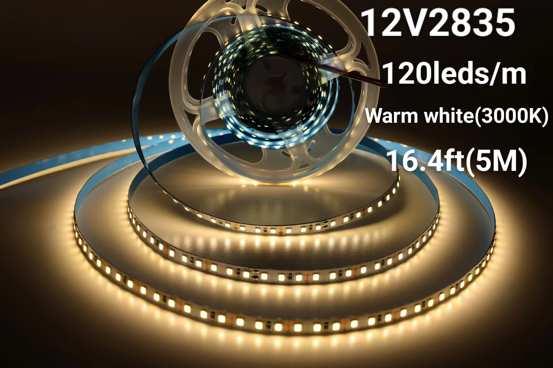 شريط إضاءة LED 12 فولت، عرض 8 مم، 120 مصباح LED/م، إجمالي 600 مصباح LED، أبيض دافئ 3000 كلفن/ضوء طبيعي 4000 كلفن/ضوء أحمر/ضوء أزرق/ضوء وردي/ضوء ذهبي، 16. شريط إضاءة LED بطول 4 أقدام (حوالي 5 أمتار) 2835 سلسلة إضاءة LED مناسبة لغرفة النوم وأرفف مركز التسوق وديكور المطبخ #4