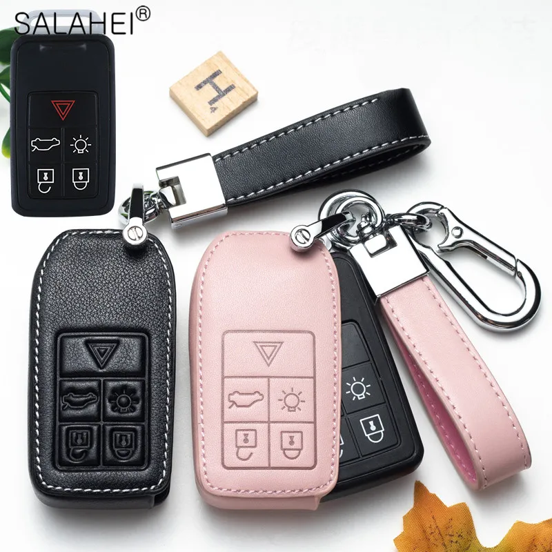 

Leather Car Key Case Cover Shell For Volvo C30 XC40 XC60 XC90 S60 S70 S80 S90 XC90 2016-2018 V50 V90 S40 D5 Keychain Accessories