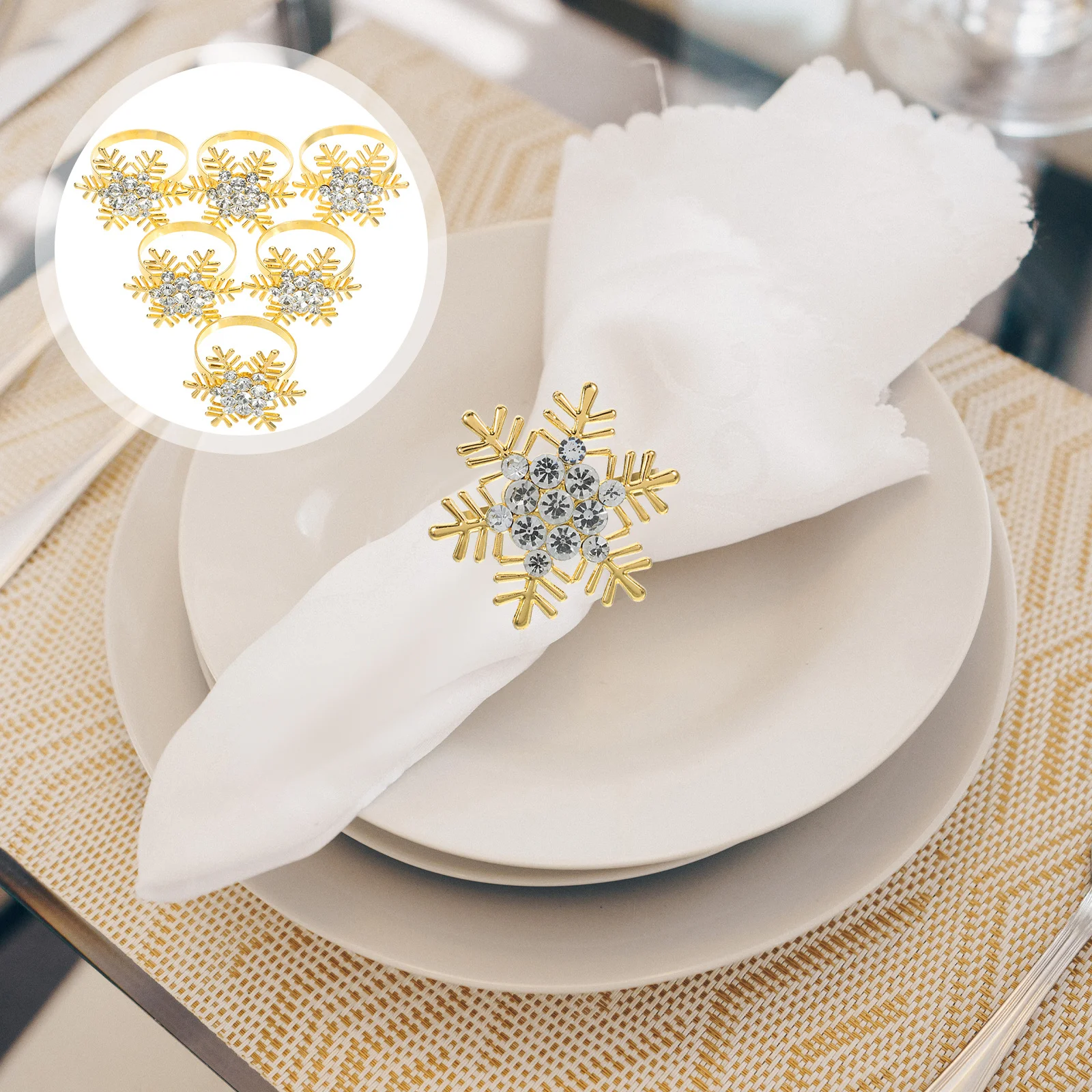 

6 Pcs Gold Napkin Ring Banquet Rings Delicate Easy to Clean Western Food Buckles for Decor Alloy Decorative Practical