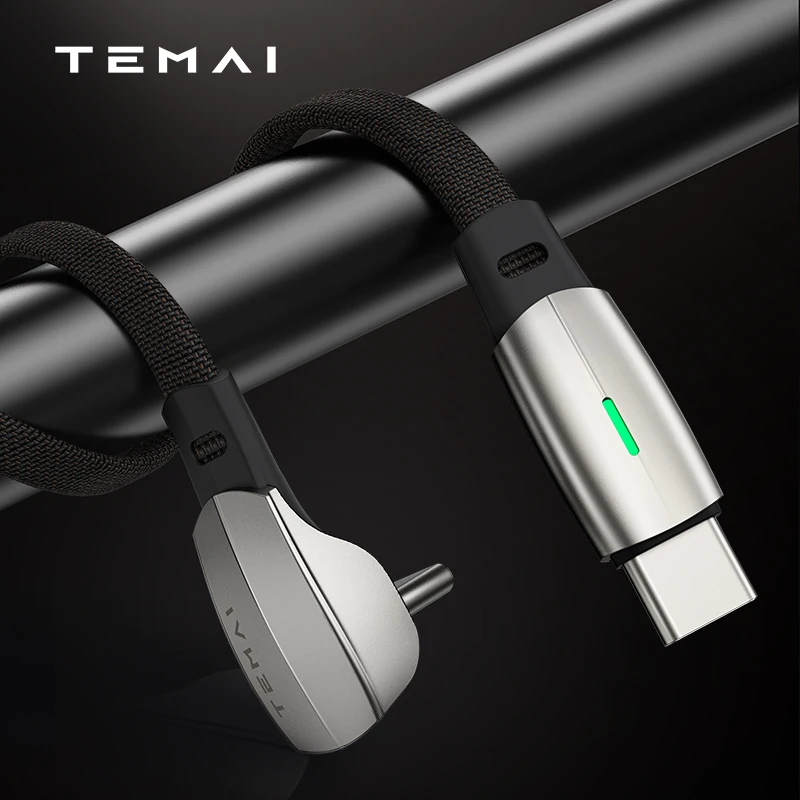 TEMAI Tesla Model 3/Y Wall Connector Style PD Fast Charging Cable (USB-C to Lighting/USB-C to USB-C)