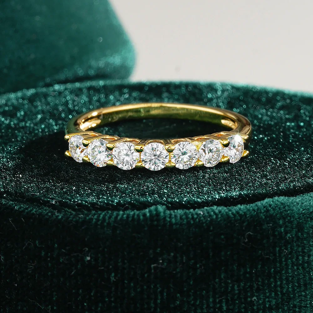 100% Real 18k Gold Ring Seven Star Row Ring Ring Women's Moissanite Diamond Ring