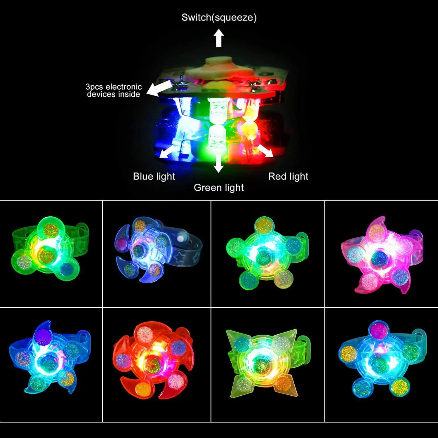 25 Pack Led Light Up Fidget Spinner Armbanden Feestartikelen Voor Kinderen, Glow In The Dark Feestartikelen, verjaardagscadeaus, Schat Doos
