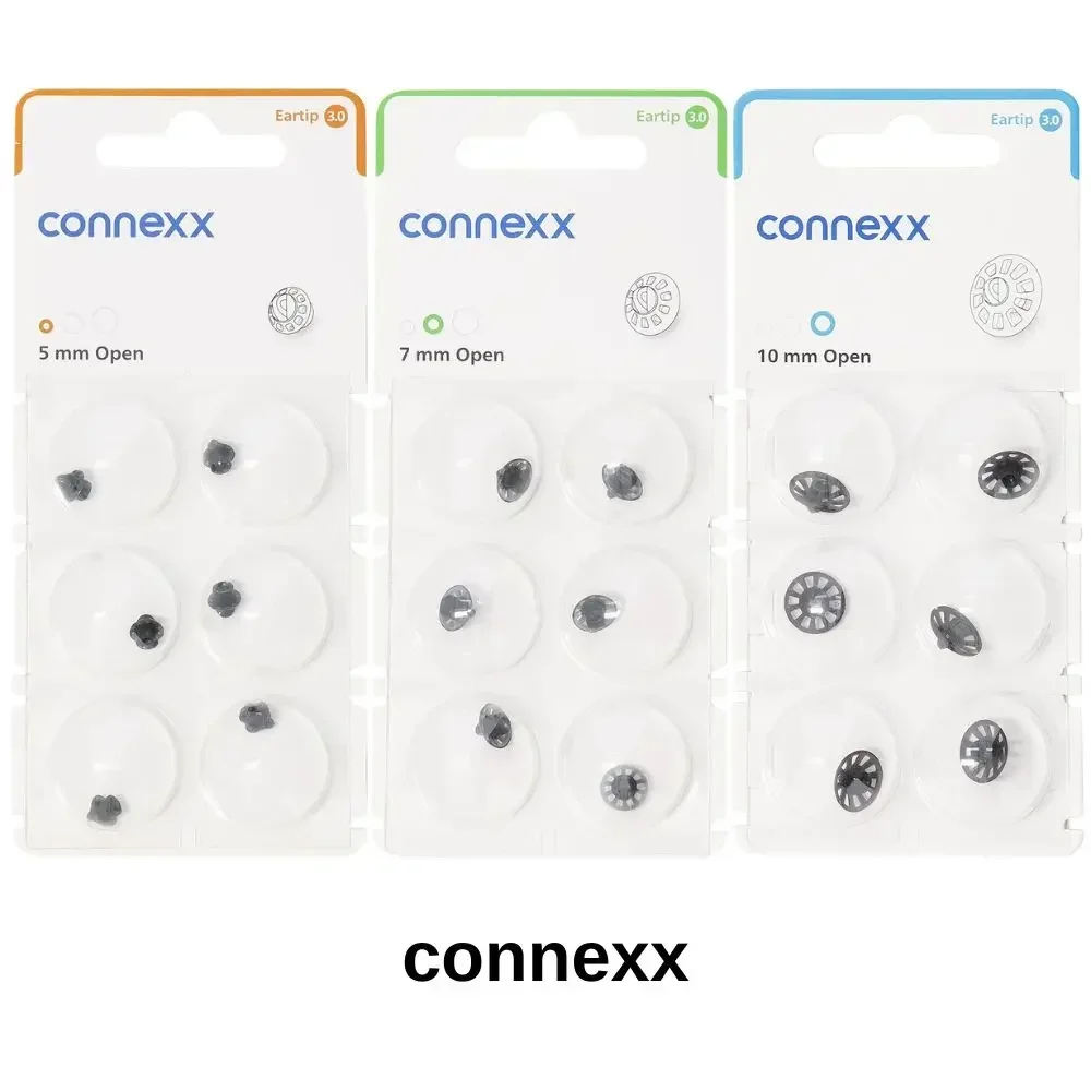 6Pcs Connexx Ear Tips 3.0 Open 5mm 7mm 10mm for Signia Pure Charge Go AX Rexton RIC Hearing Aid Accessories