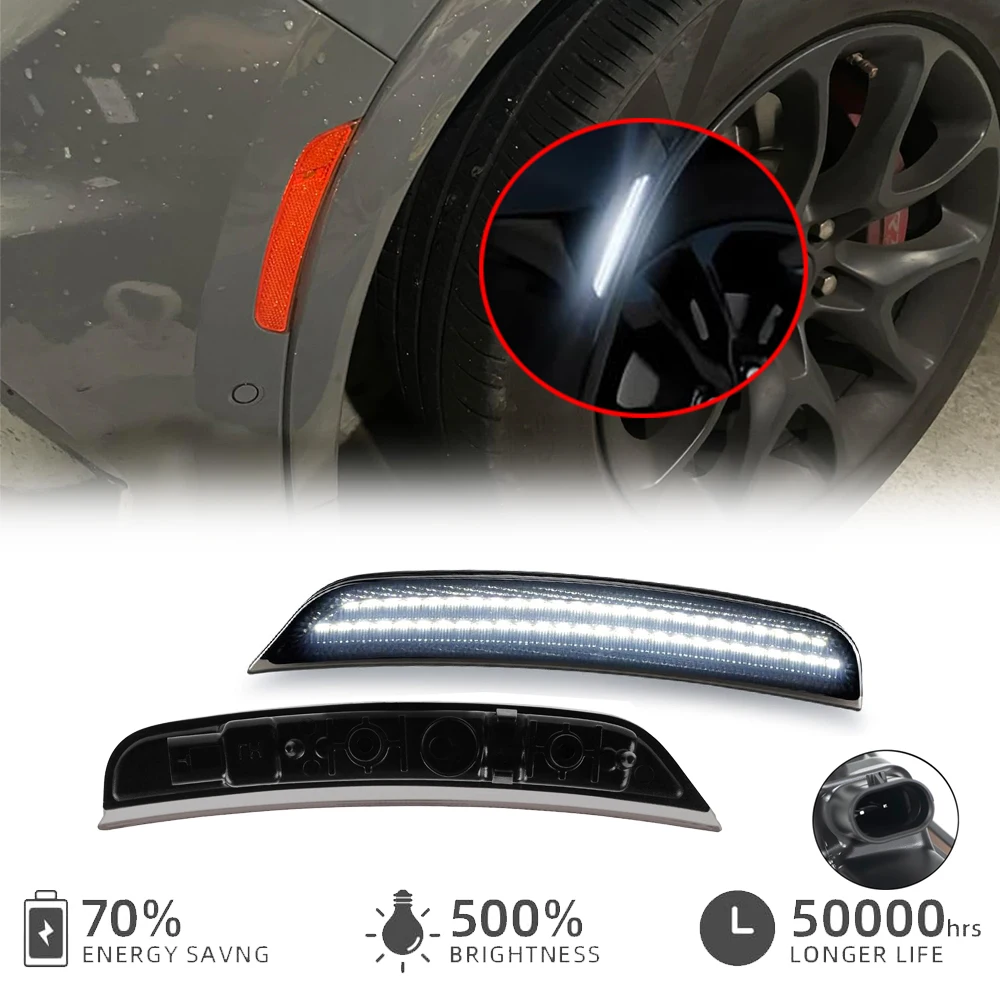 

White Front Fender LED Side Marker Light for Dodge Durango 2021-2025 Auto Parts Accessories