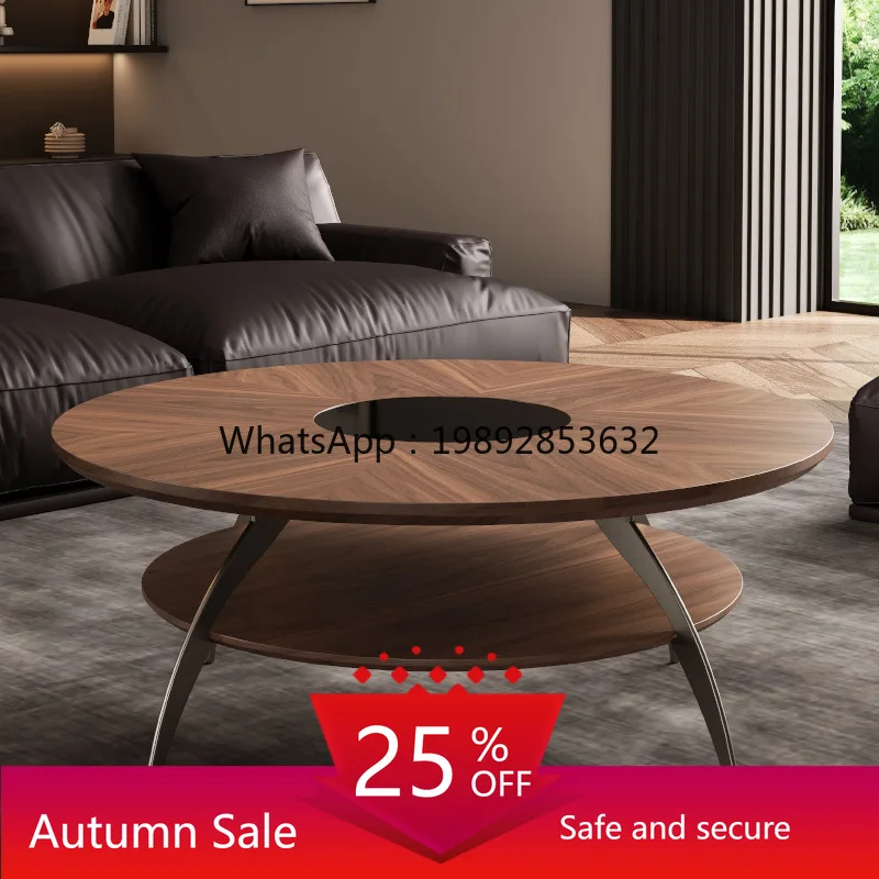 

LYY Modern Mid-Century Style Light Luxury Coffee Table Small Apartment Living Room Entryway Round Table Wood Grain