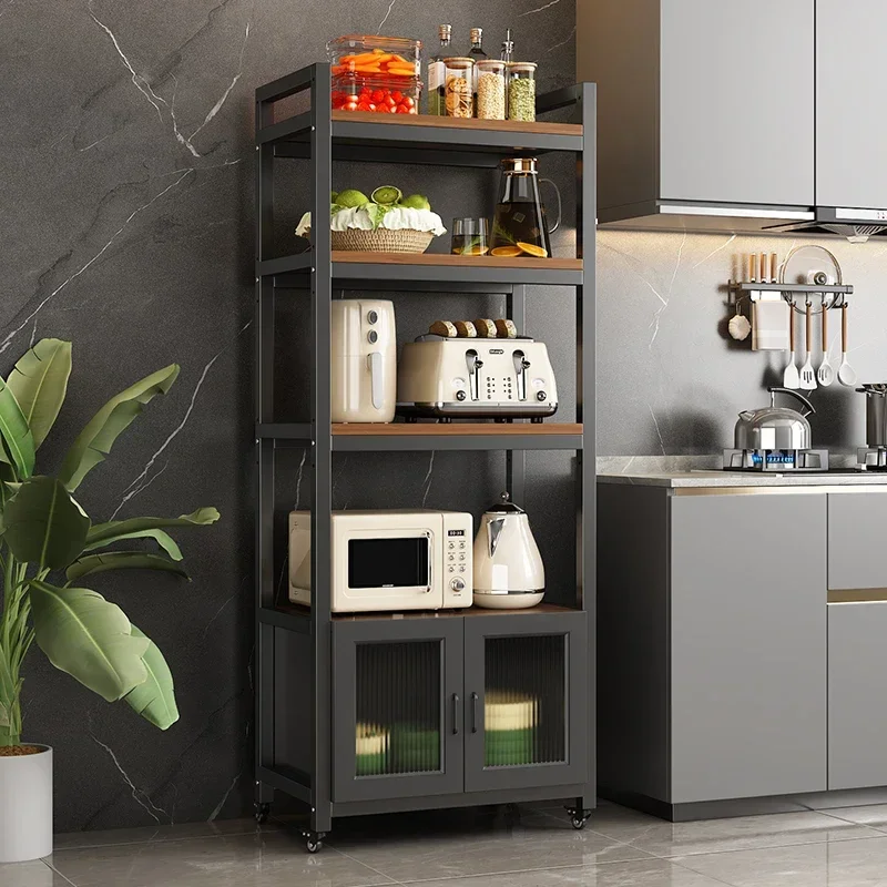

Kitchen Shelves Floor-to-ceiling Multi-layer Household Microwave Oven Multifunctional Storage Shelves Removable Lockers