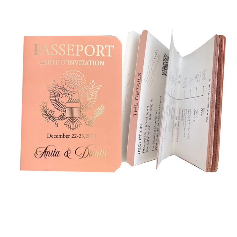 30/60PCS Multipage Wedding Passport Invitation Suite,Custom Boarding Pass, Personalized Destination Birthday Party Invite Card