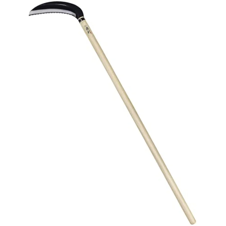 

Японский серп для прополки с длинной ручкой, 45 см, с тройным лезвием, для работы стоя, острое лезвие из углеродистой стали, инструмент для прополки травы