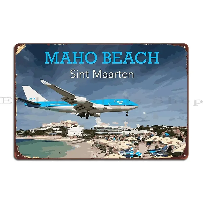 Maho Beach Sint Maarten Metallschild Party Wandbild Club Bar Garage Designer Blechschild Poster