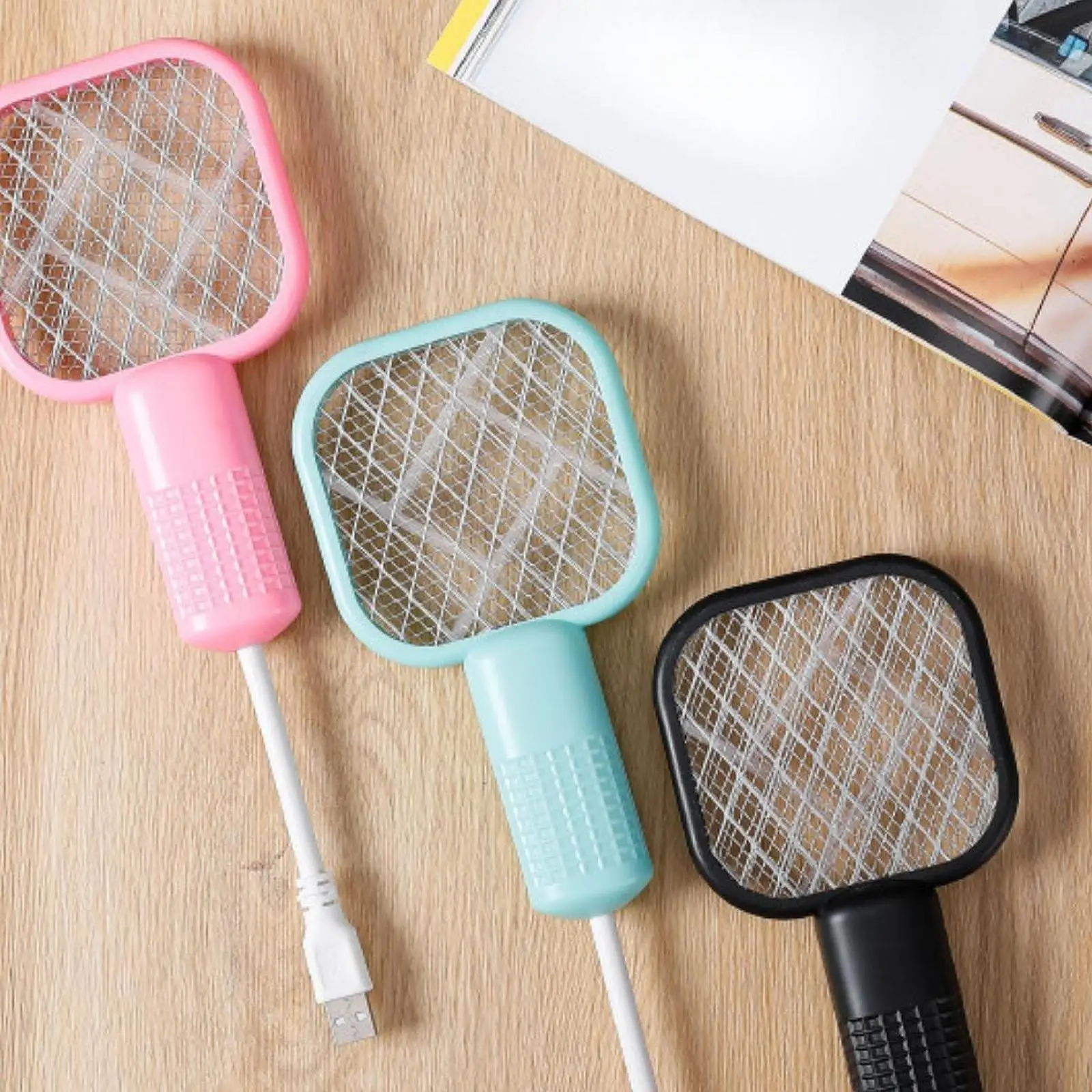 Small Electric Mosquito Killer 5 Layer Security Net Compact Portable USB Interface Electric Fly Swatter for Home Outdoor Camping