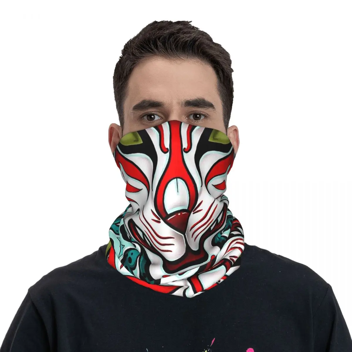 Kitsune Face Bandana Neck Cover Printed Face Scarf Multifunction FaceMask Running Unisex Adult Breathable