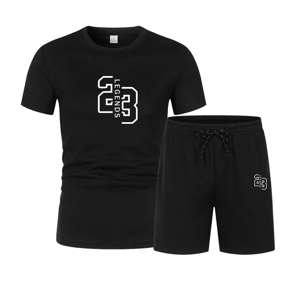 

2026 Men's 2-Piece Running Set, Round Neck Stretch Quick-Drying T-Shirt & Shorts, Sports Casual Fitness Outfit