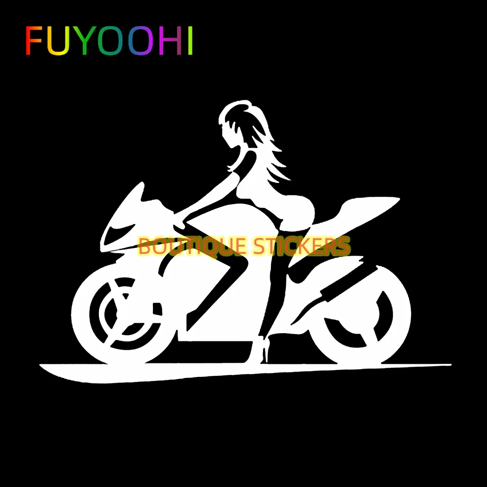 FUYOOHI Boutique Stickers Fashion Girl and locomotive Vinyl Car Sticker Motorcycle Accessories Decals Black/White/Laser