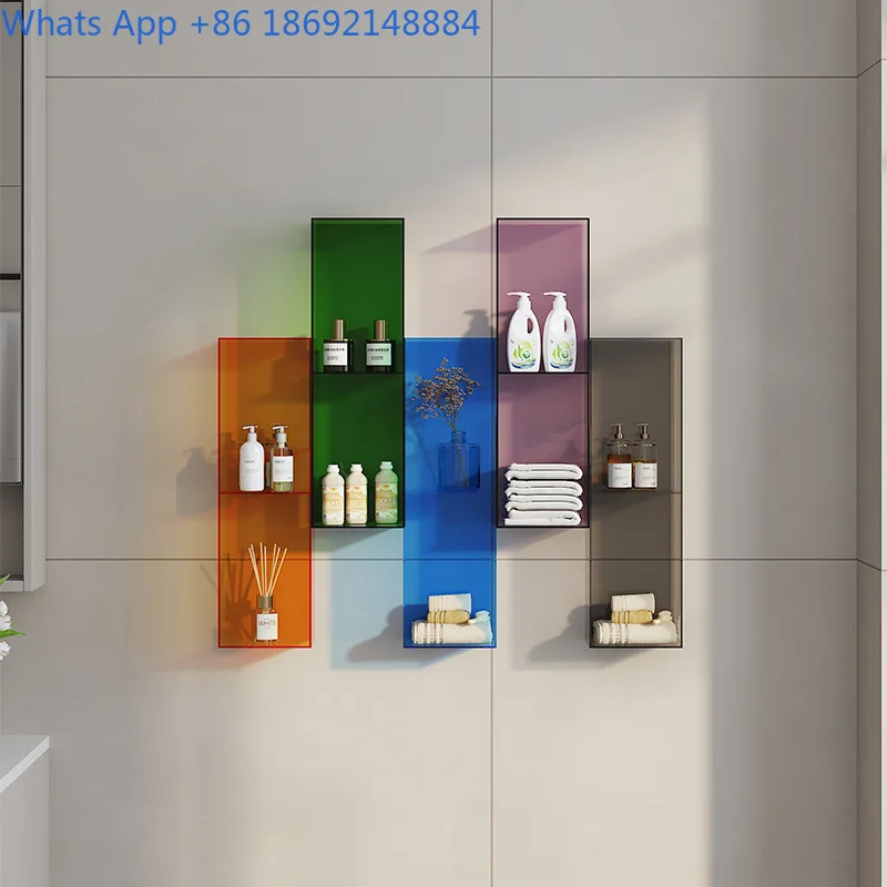 

Light Luxury Multi-layer Bathroom Wall Storage Rack Home Washroom Partition Bathroom Wall-mounted Organizer Shelf